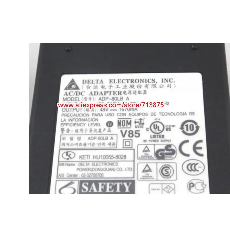 Imagem -02 - Delta Genuíno Adp80lb um Adaptador ac 48v 1.67a para Air-ct2500 Pos Máquina Wlan2500 2504 Pwr2504-ac Air-ct25045-k9 Pinos Ponta