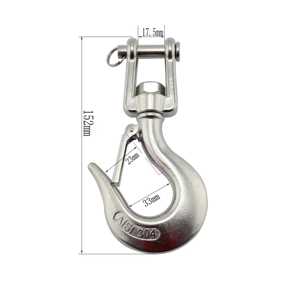 

Stainless Marine Jaw Type Swivel Crane Hook with Safety Load Limit of 1000Kg Marine Boat Crane Hook 2pcs 3/8 inch