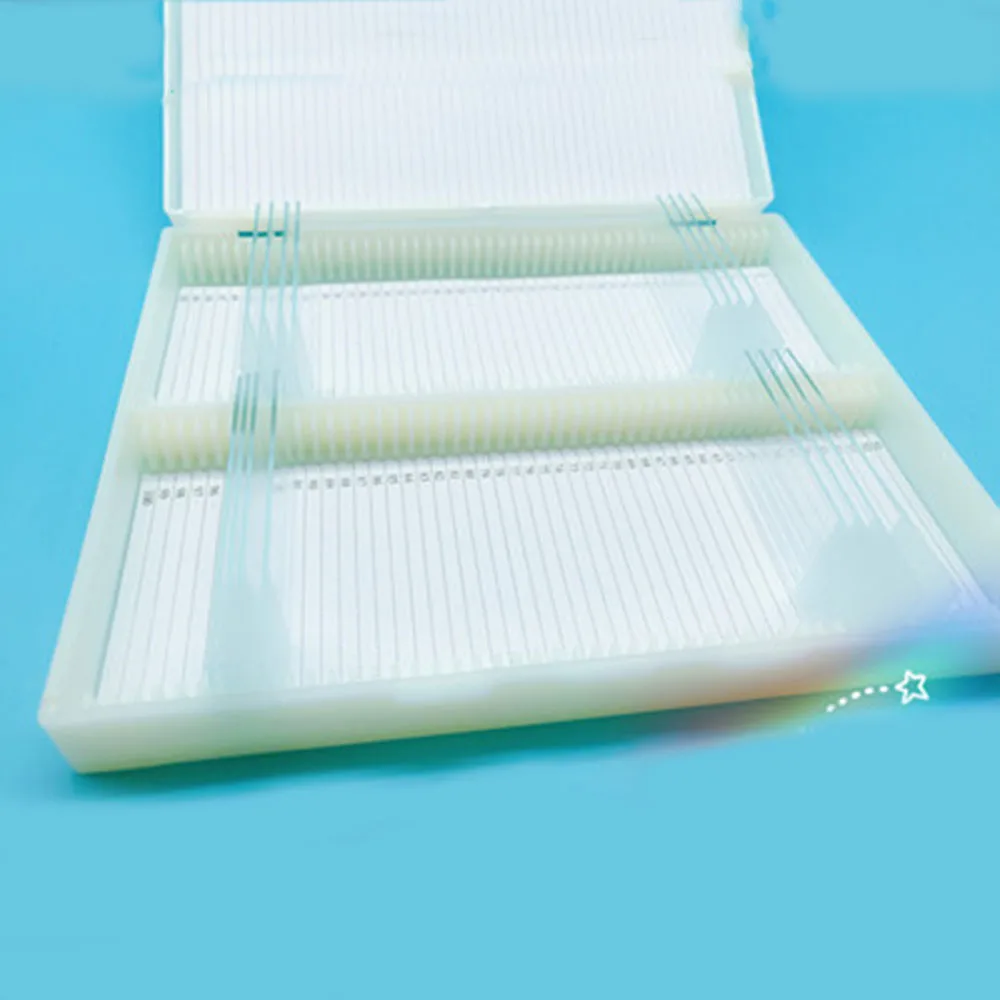 1 Pc Plastic Rectangle Microscope Glass Holder Slide Box for 100 Slides laboratory supplies