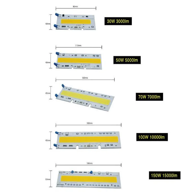 LED COB chip AC220V 110V 30w/50w/70w/100w /150w  bar LED Floodlight Lamp  module White 6000k/warm white 3000k 5pcs