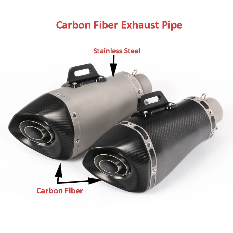 51mm Inlet Motorcycle Exhaust System Carbon Fiber Muffler Exhaust Pipe For Universal Dirt Bike ATV Scooter