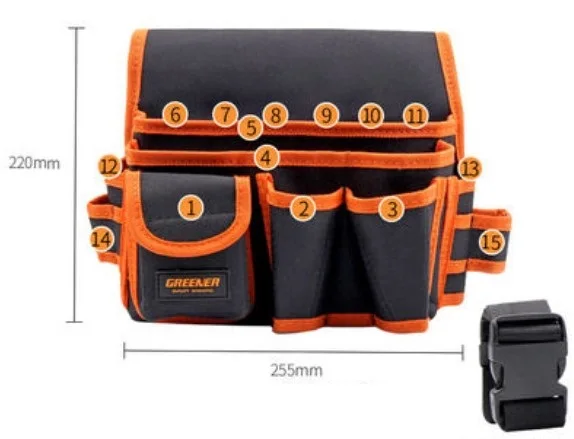 

CAMMITEVER 15 Pockets Multifunctional Waist Bag with Belt Hardware Electrician Toolkit Tool Bag Waterproof Oxford Cloth