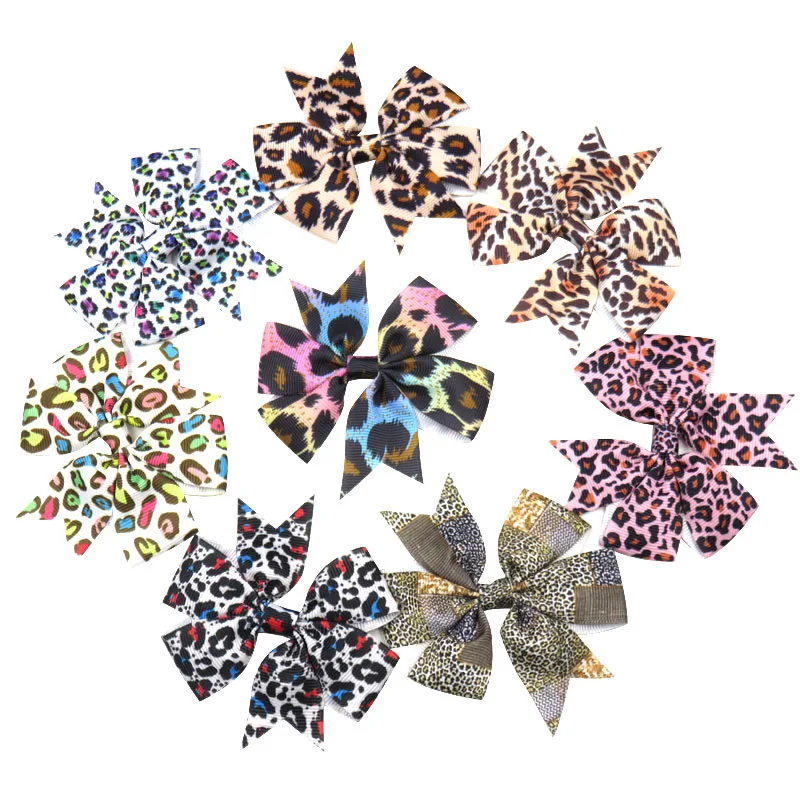 Novelty Leopard Girls Ribbon Clip Bows Girl Hair Tie Hairpin Handmade Hair Accessories Cosplay Hair Pins Arc Barrette Cheveux