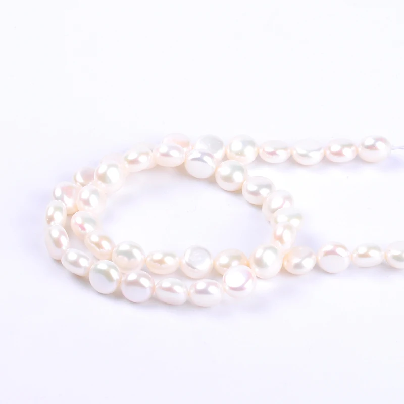 1pack/lot 9-10mm A quality white flat round Natural freshwater Pearl Loose Beads DIY for Jewelry bracelet necklace