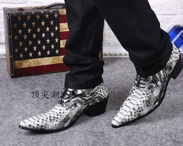 Italian shoes men leather alligator shoes for men crocodile skin pointed toe loafers mens formal shoes high heel pluse size47