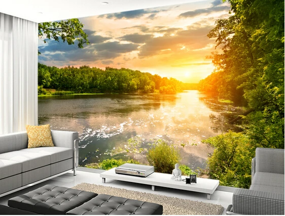 Custom wallpaper landscape,River Sunset,3d photo wallpaper murals for the living room bedroom TV wall waterproof wallpaper