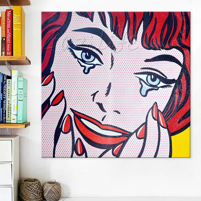 Lichtenstein Pop Art Cartoon Oil painting on canvas Hand-painted Wall Art Picture for living Room Andy Warhol  home decor 1