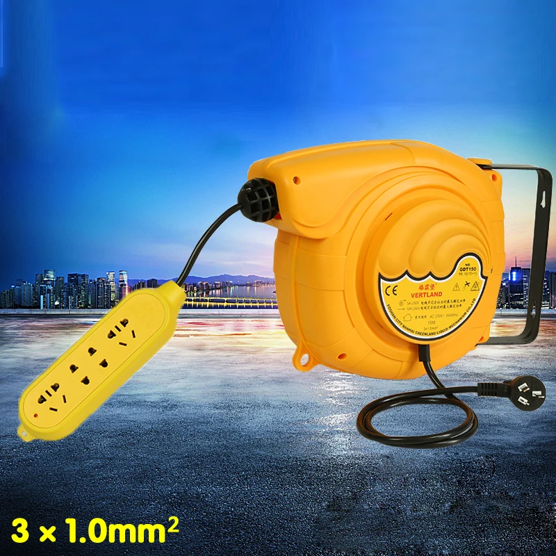 

Automatic Telescopic Drum Cable Tray GDT150 220V Plug Board Board Line 15 Meters Electric Automatic Hose Reel