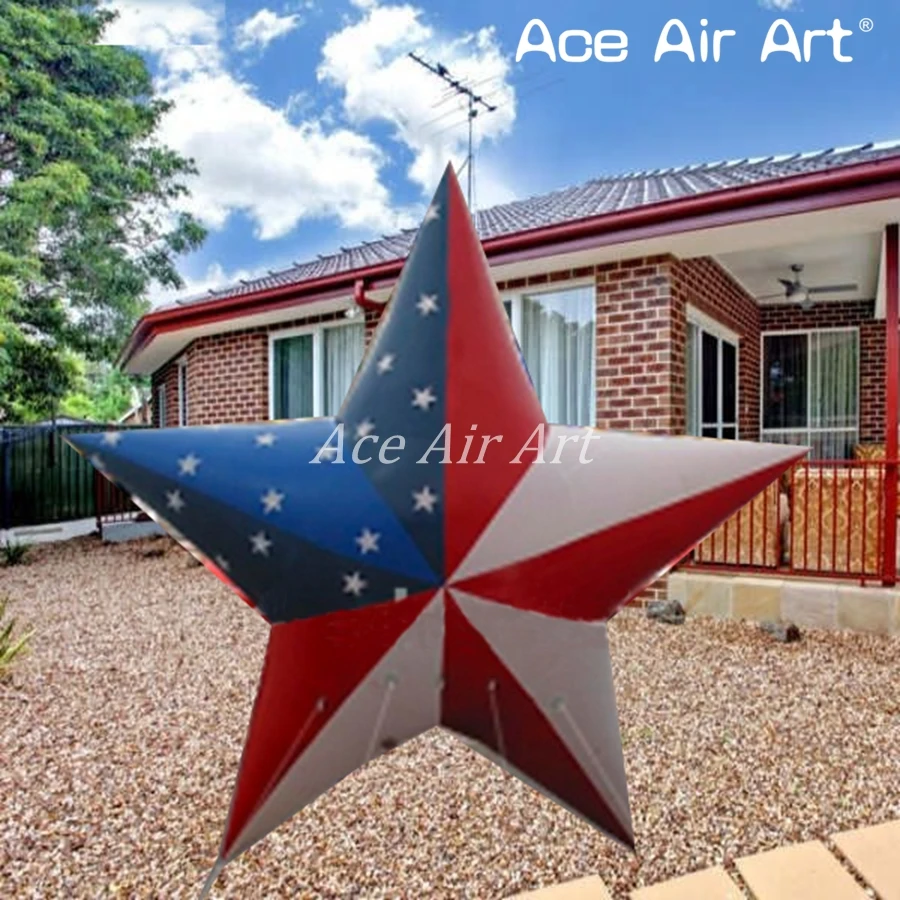 Charming Advertising Giant  Inflatable Star Replica With The Stars And Stripes For American Event