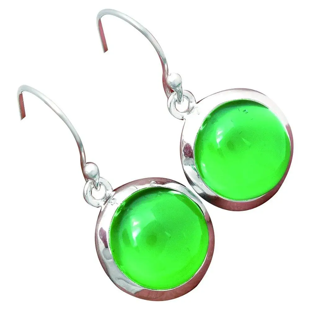 Lovegem Genuine Green Onyx Earrings 925 Sterling Silver,30mm, AE1168