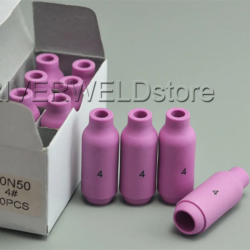 TIG Alumina หัวฉีดเซรามิคถ้วย 10N50 #4 Fit ไฟฉายเชื่อม TIG SR PTA DB WP 17 18 26 Series,10PK