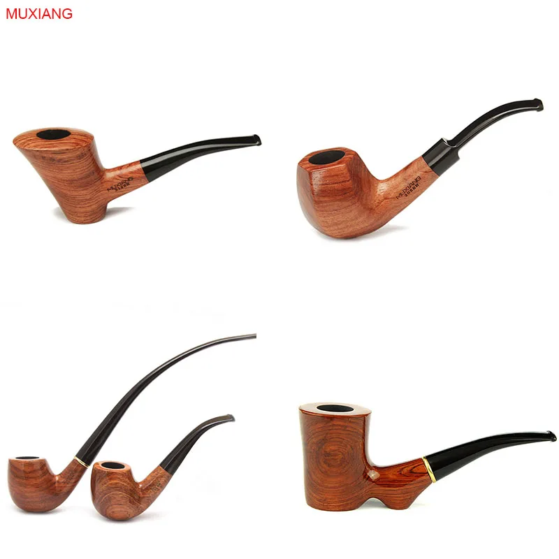 MUXIANG 16 Types Free 10 Smoking Pipe Tools Bent kevazingo wood Tobacco Pipe Handmade Smoking Pipe with Filters ad0003-ad0020