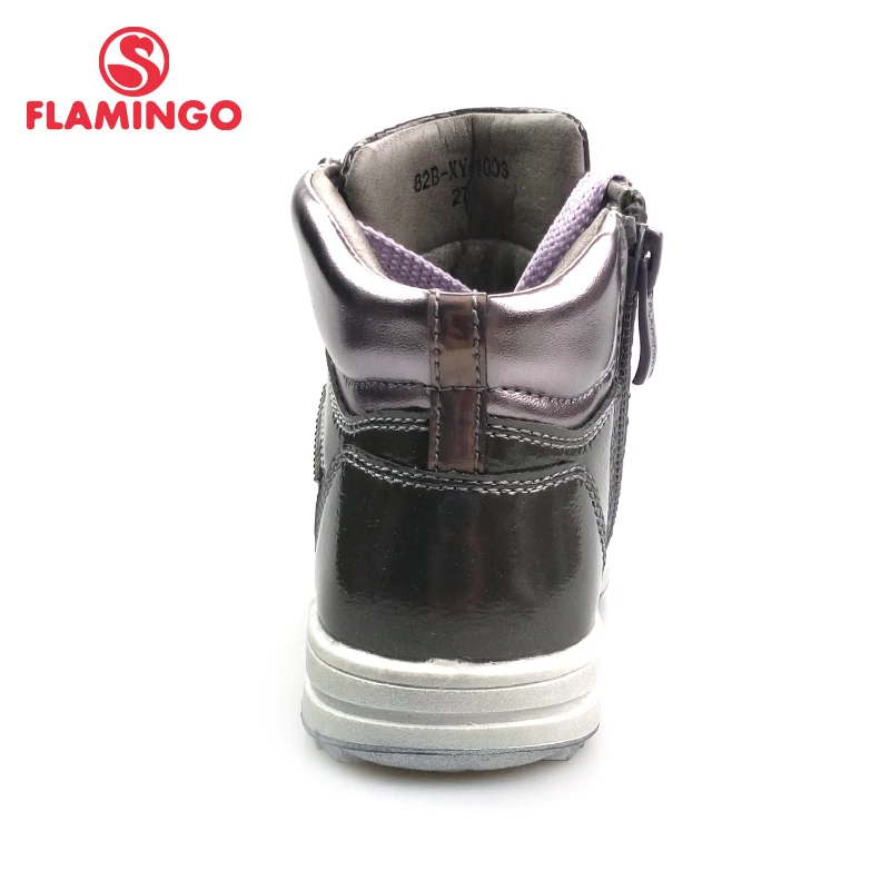 FLAMINGO Autumn Bright Leather Anti-slip Warm Boots High Quality Kids Brand Girls Shoes Size 27-32 free shipping 82B-XY-1003