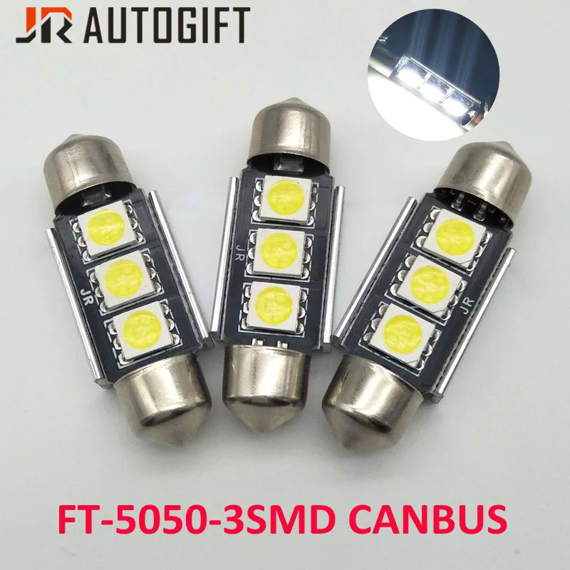 

100PCS Car-styling 12V 24V Festoon 3SMD Canbus 36mm CANBUS Error Free 3 LED 5050 SMD C5W License Plate Dome Led Light Bulbs