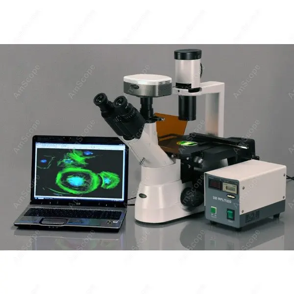 Phase Contrast-AmScope Supplies 40x-800x Plan Phase Contrast Culture Inverted Fluorescent Microscope SKU: IN300TB-FL