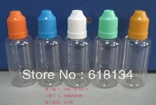 Wholesale Free shipping fedex,30ml 5000/lot childproof PET bottle, plastic bottle, dropper bottle E-cigarette