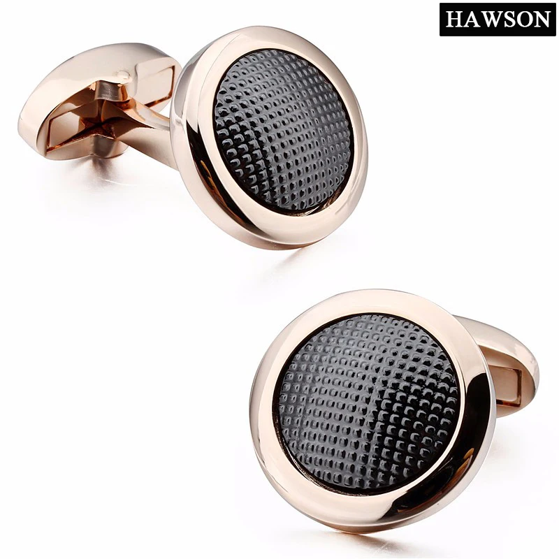 

HAWSON High Quality Best Gift for men Rose Gold Cuff Links with Little Dot Long Sleeve Shirts Metal Cufflinks Jewelry