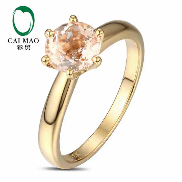 

CaiMao 18KT/750 Yellow Gold 1.35 ct Natural Morganite Engagement Gemstone Ring Jewelry