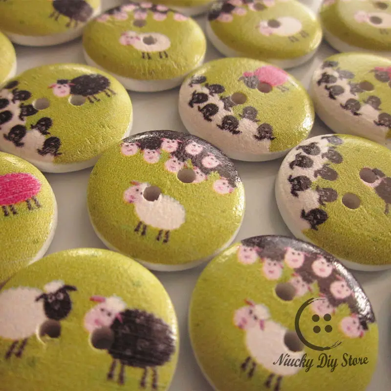 144pcs mixed 20mm sheep wood buttons wholesale children's clothes / home decor / craft  / scrapbooking / sewing accessories