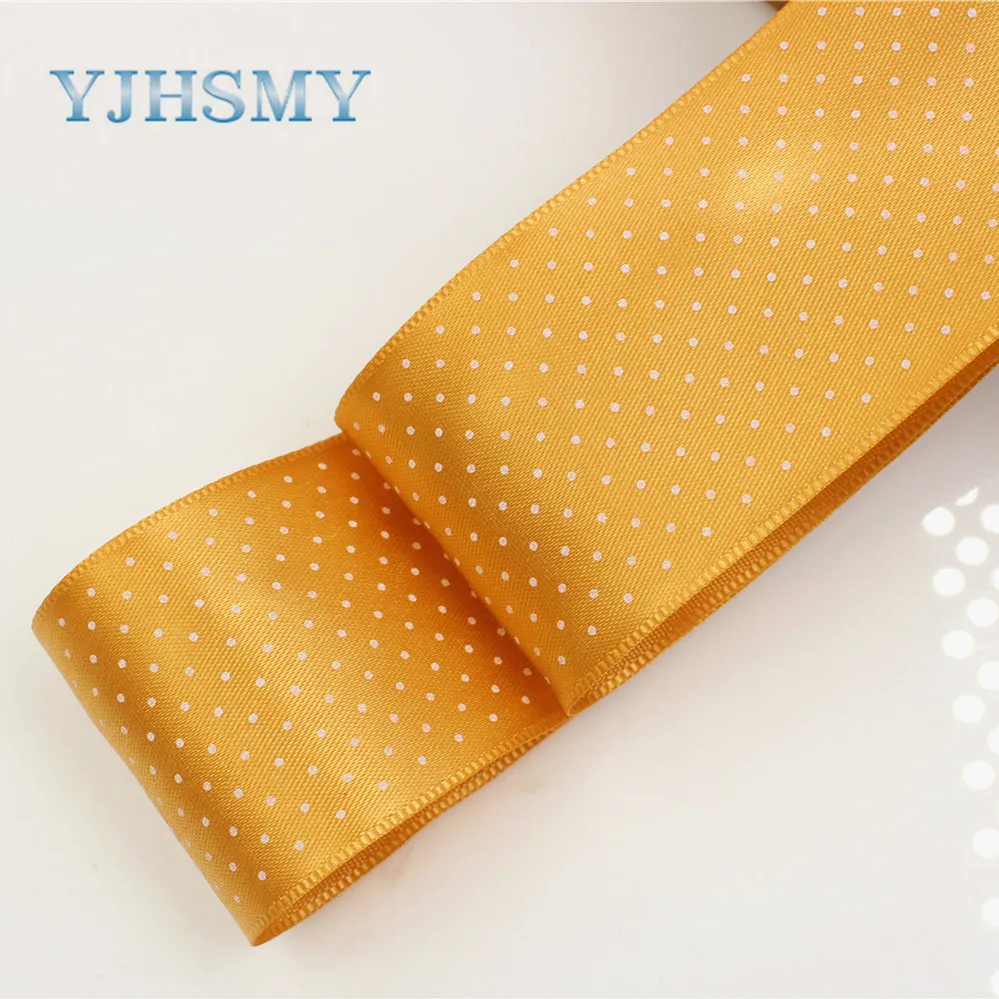 YJHSMY 176221,38MM 10 yards multi-color dots satin ribbon, headdress accessories wedding DIY hand-made materials