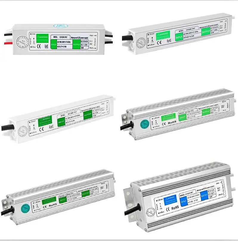 Led Driver Transformer Power Supply Adapter AC110-240V to DC12V 10w 20w 30w 50w 60w 80w 100w Waterproof Electronic outdoor IP67