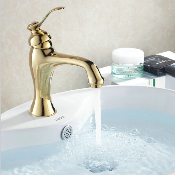 

Wholesale and Retail Golden Basin Mixer Taps Single Handle Deck Mounted Torneira Banheiro Sink Faucet G1011