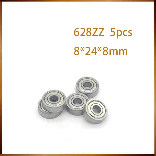 Free Shipping 5pcs Deep groove ball bearings 8*24*8mm 628zz 2z bearing 628 z  Shielded Miniature Ball Bearings 628 zz