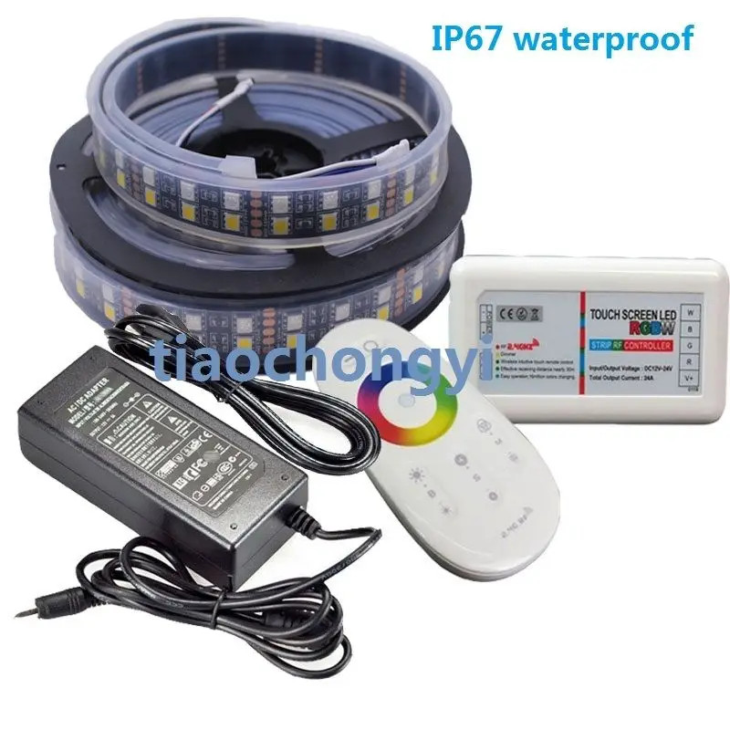 

24V 5M 5050 RGBW 600LED Double Row led strip IP67 waterproof +controller+power