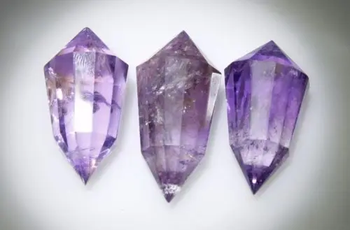 40-50g 3Pcs Natural Vogel Style Purple Quartz Crystal 12 sided DT Wand Superb