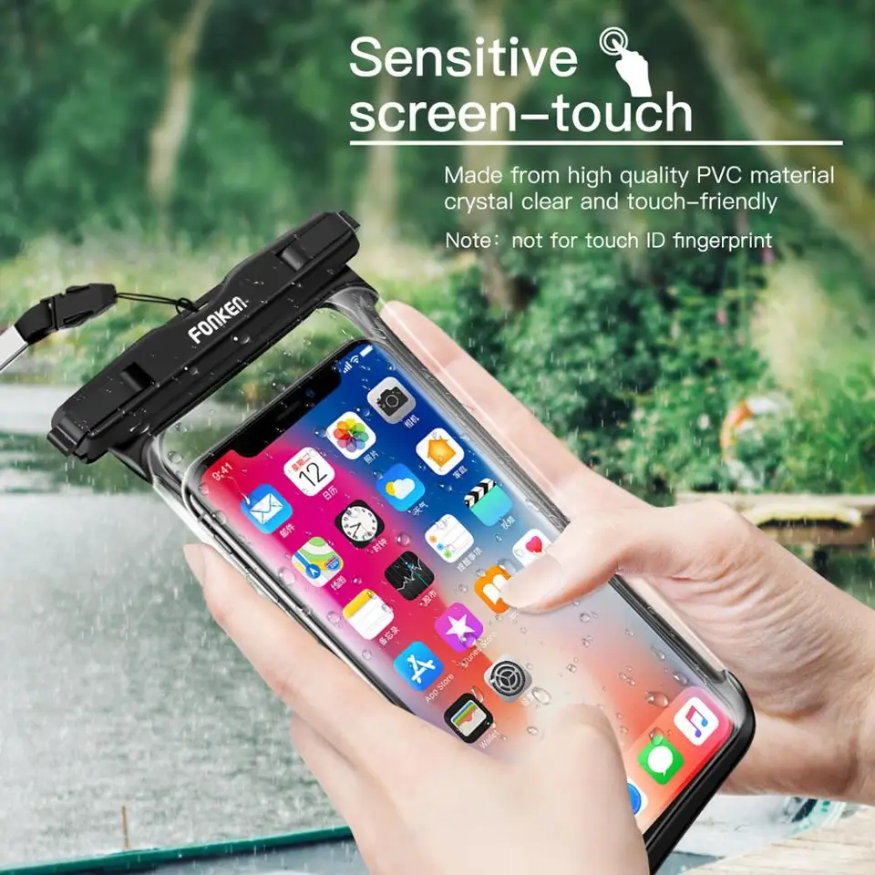 Funda impermeable de visión completa para celular bajo agua, nieve o lluvia, bolsa seca transparente para nadar, cubre móviles grandes 2
