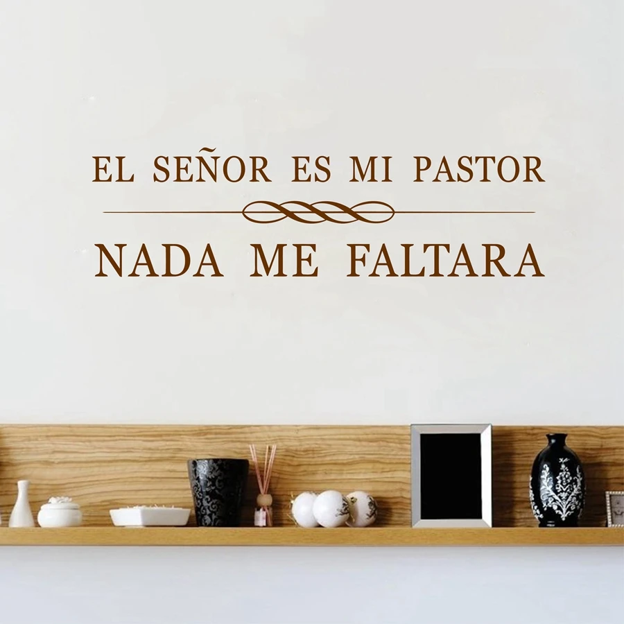 Spanish Christian Quotes Vinyl Wall Stickers El Senor es mi pastor Mural Decals Removable Art Vinilos Pegatinas Home Decoration