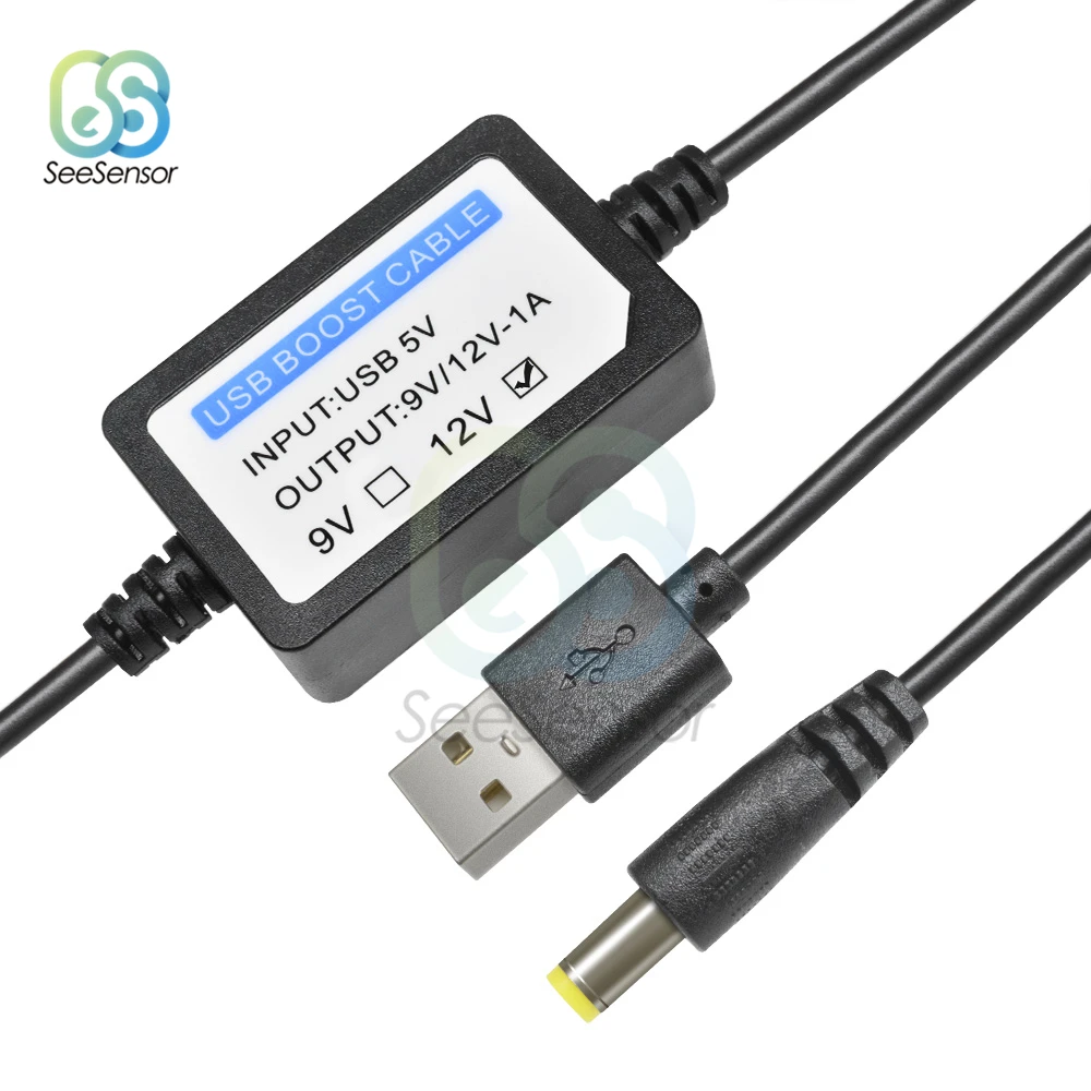 USB Charge Power Boost Cable DC 5V to 9V/12V 1A Step UP Converter Adapter USB Cable to DC 2.1x5.5mm with Boost Component