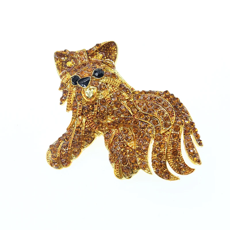 20 pcs/lot Gold-Tone Rhinestone Cute Lion Metal Crystal Brooch Pins For Jewelry Decoration