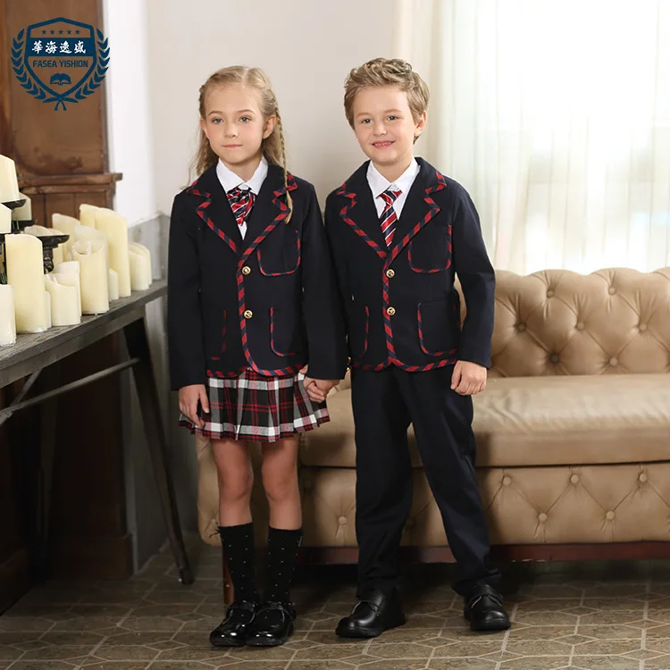 Children School Uniforms Suits Boys and Girls School Uniforms Sweater Top Jacket Student Class Wear Nursery Clothes D-0510