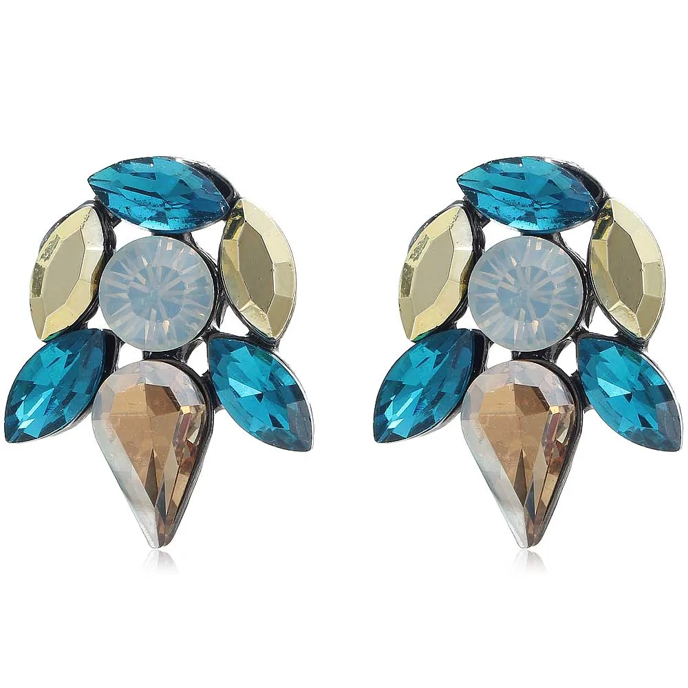 YaYi Gold Brown Blue White Opalescence Glass Rhinestone Dangle Earring Women's Fashion Gun Black Gem Earrings For Women E1098