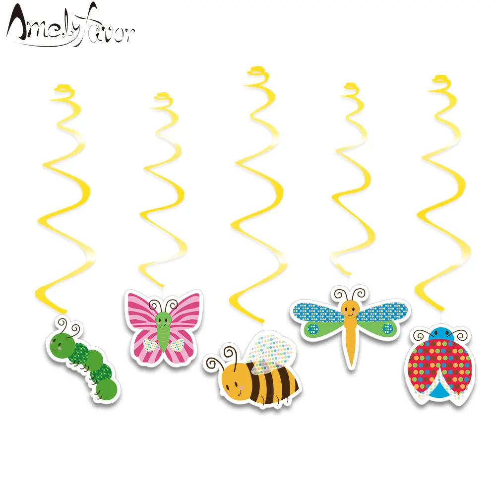 Insects Theme Ceiling Hanging Swirl Decorations Butterfly Beetle Bee Dragonfly Grand Event Birthday Party Decorations Supplies