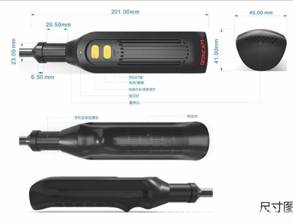 Endoscopio WIFI inalámbrico para teléfono inteligente Android e ISO, 9mm