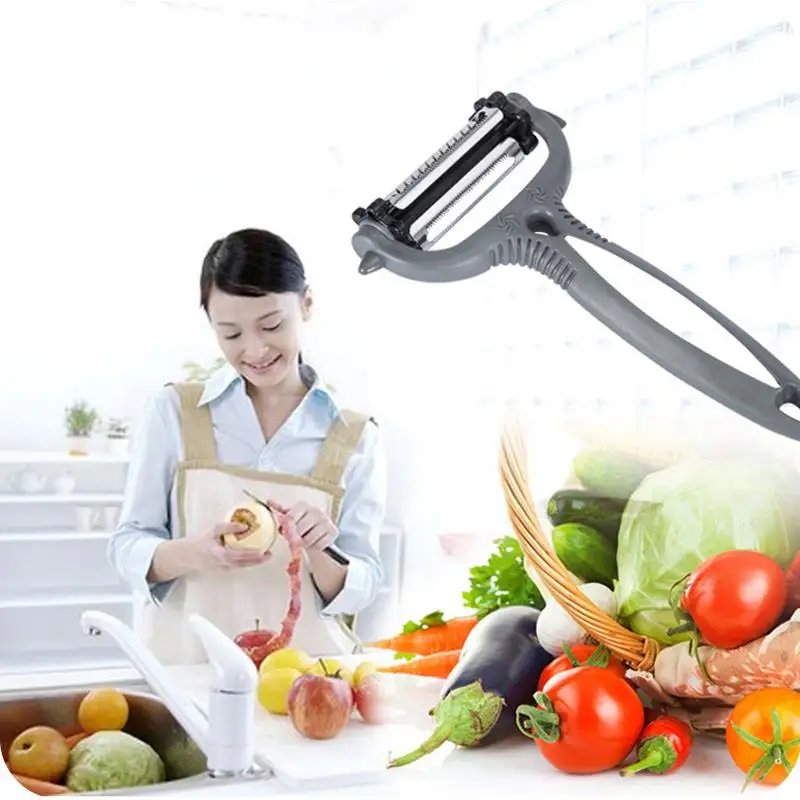 Multifunctional 360 Degree Rotary Potato Peeler Vegetable Cutter Fruit Melon Planer Grater Kitchen Accessories Gadget 3 Blades