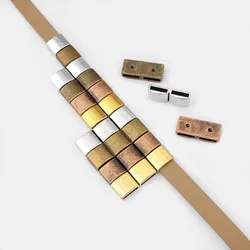10pcs Tibetan Silver/Brone/Gold/Copper 1/2/3 holes Slider Spacer Beads For 10*2mm Flat Leather Cord Bracelet Jewelry Making