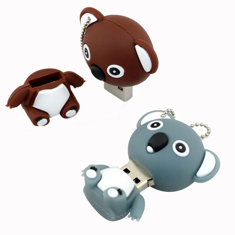 Lovely Animal Koala Pendrive 16G 32GB Usb Flash Drive Pen Drive Lucu U Disk USB Kreatif Hadiah Stik Memori dengan Gantungan Kunci