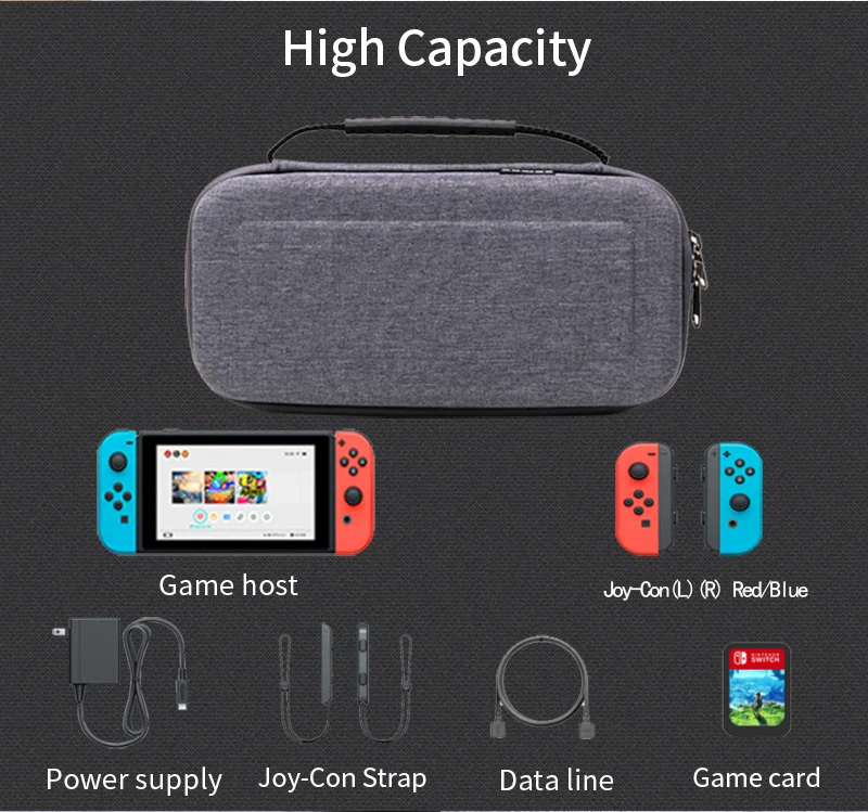 High quanlity Grey Hard Bag Storage Travel Carry Pouch Case Protective Gray Bags for NS Nintendo Switch