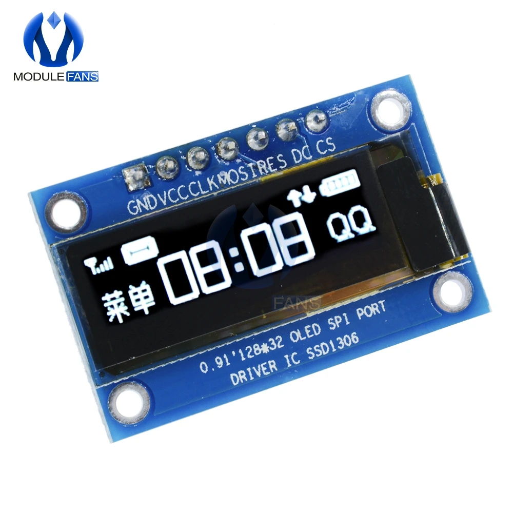 

0,91 дюймовый SPI 128x32 Белый OLED ЖК-дисплей DIY Модуль Драйвер IC DC 3,3 V-5V для Arduino PIC 0,91''