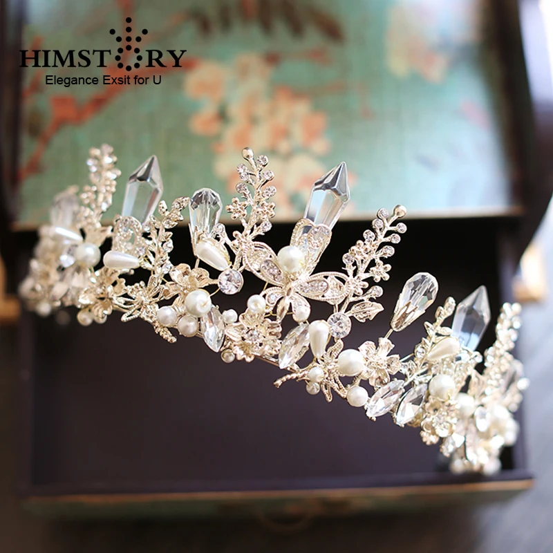 

Himstory Baroque Bridal Crown Woman New Butterfly Wedding Headwear Crystal Tiara For Bride Hair Accessories