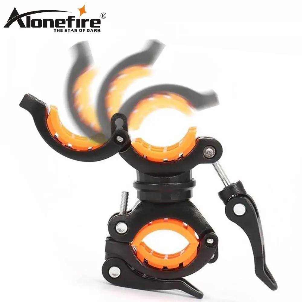 AloneFire BC05 360 Degree Rotation Cycling Bike Flashlight Holder Bicycle Light Torch Mount LED Head Front Light Holder Cliplamp