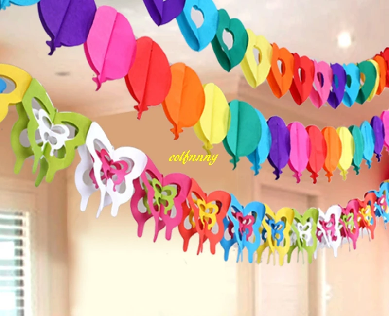 100pcs/lot Colorful Paper Garland Kids Birthday Party Banner Wedding Hang Pennants Festival Banner Flags