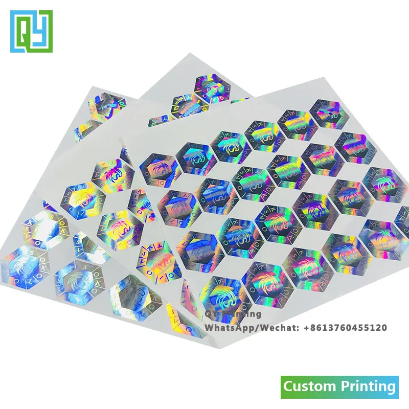 10000pcs Cheap Custom Anti Counterfeit Silver Hologram Honeycomb VOID Open Hologram 3D Printing Holographic Vinyl 3D Stickers