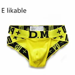 E likable homens respirável baixa cintura algodão cuecas, confortável juventude letras underwear, moda sexy