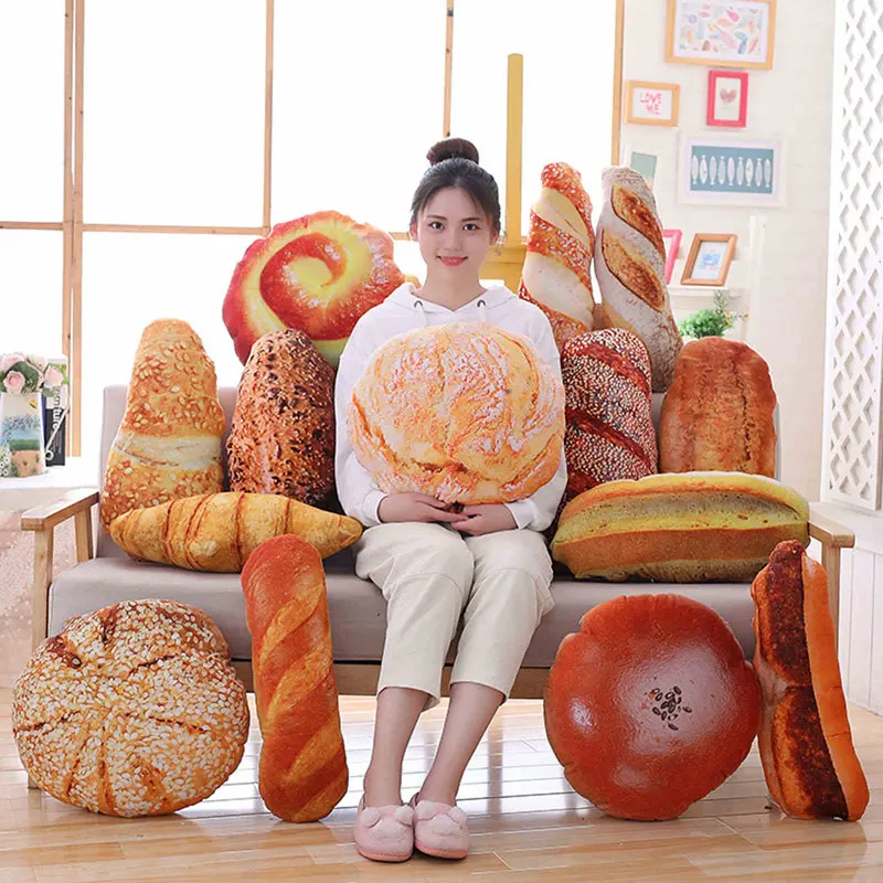 Creative Simulational Plush Bread Burger Shape Pillow Funny Food Nap Pillow And Cushion Kids Toy Birthday Gift 50cm/55cm