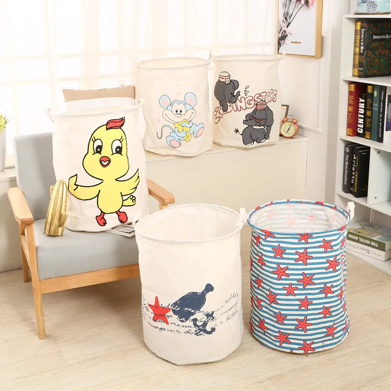 

New Large Laundry Bag Clothes Storage Baskets Home Clothes Print Bags Kids Toy Storage Household Folding Laundry Basket