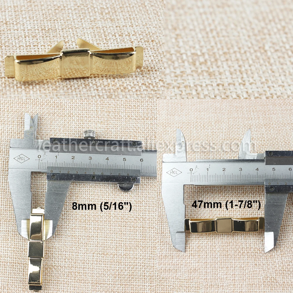 1 Stück Metall-Schleifenverschluss, süße Schleifen-Schnalle, Conchos-Schnallen, Taschen-, Hut-Dekor, Hardware, DIY-Lederhandwerkszubehör, Goldfarben, 47 mm (1-7/8") – Detail 1
